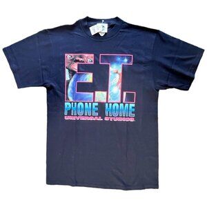 Vintage 1997 E. T. Phone Home Universal Studios Men's T-Shirt Navy Blue Large